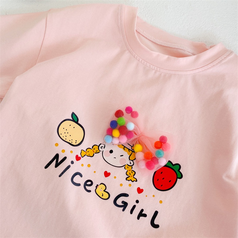 Áo Thun Tay Ngắn Thoáng Khí Thoải Mái Đính Nơ Nhiều Màu Dễ Thương Thời Trang Mùa Hè 2022 Cho Bé Gái