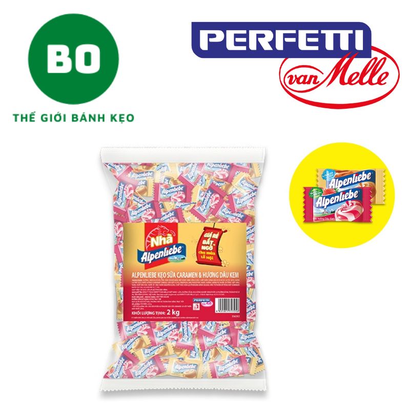 Kẹo ALPENLIEBE Hương Dâu Kem Và Caramen Sữa [~570 VIÊN]