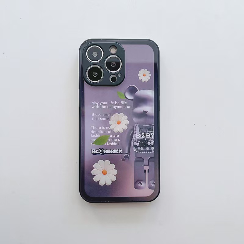 Ốp Điện Thoại Kính Cường Lực In Hình Hoa Cúc Gấu kaws Cho iPhone 14promax 14 13promax 12 11 X XS XSMAX