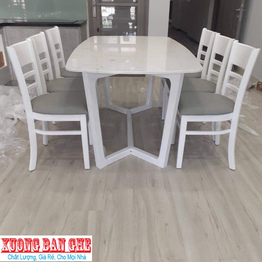 Freeship: Bộ bàn ăn 6 bàn đá marble 1m6: hcm biên hòa bình dương