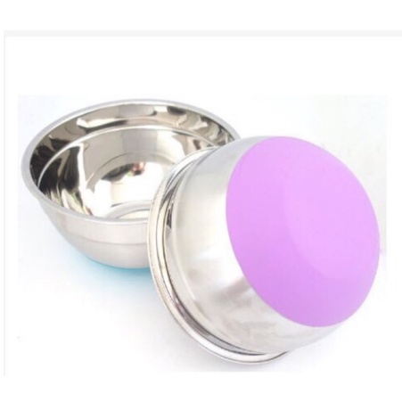 Tô trộn bột/ Bowl trộn bột inox đế silicon chống trượt 18cm đáy Tím