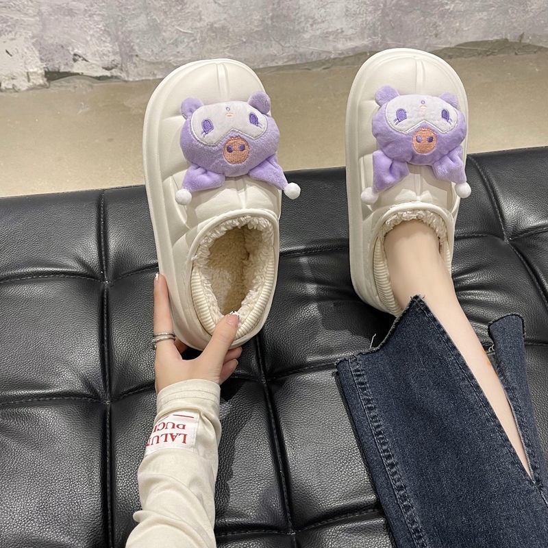 Dép Bông Đi Trong Nhà Ấm Áp Chống Trượt Hình Kuromi Cinnamoroll My Melody Dễ Thương