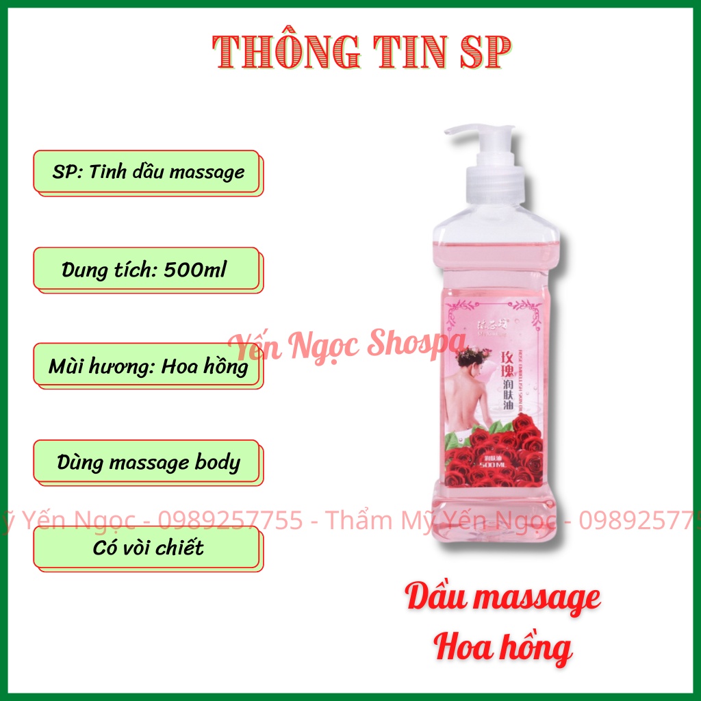 Tinh dầu massage body hoa hồng chai 500ml | Dầu massage hoa hồng