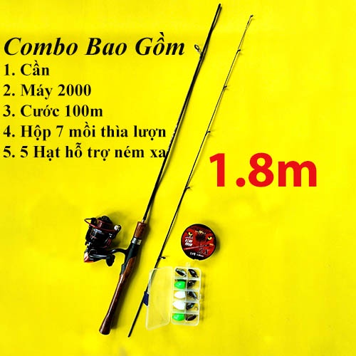 Combo cần câu cá UL Máy Đứng giá rẻ chuyên câu mương, câu lure