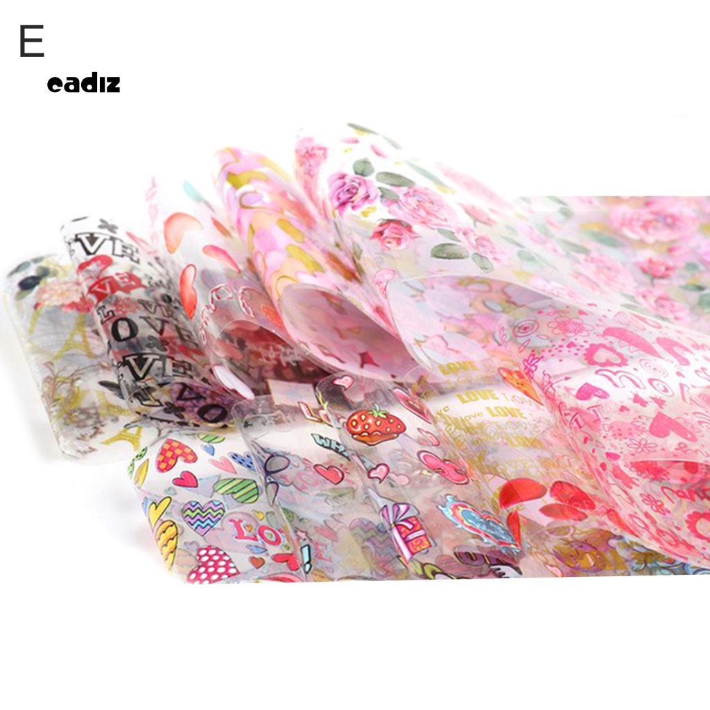 Bộ 10 Miếng Dán Trang Trí Móng Tay Hình Hoa Hồng Chống Rơi