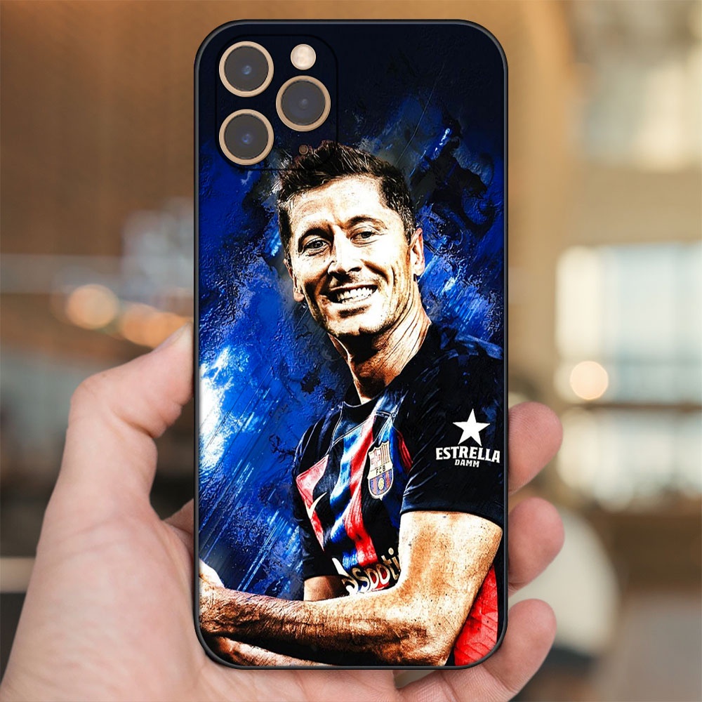 Ốp lưng iPhone 11 Pro dẻo đen cạnh vuông in hình Lewandowski Barcelona Bayern Munich