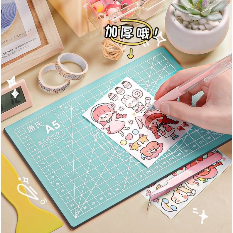 Enjoymore Bảng Cắt Tự Liền Cutting Mat A3 A4 A5 Chất Lượng Cao Tấm Lót Chiết Washi Kê Cắt Giấy + Dao Chạm Trổ Nhiều Màu