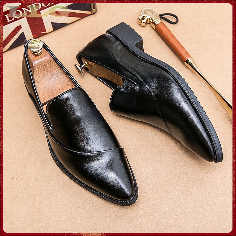 Giày Da Mũi Nhọn Phong Cách Anh Quốc Cho Nam Giày Da Bít Mũi Thời Trang Thanh Lịch