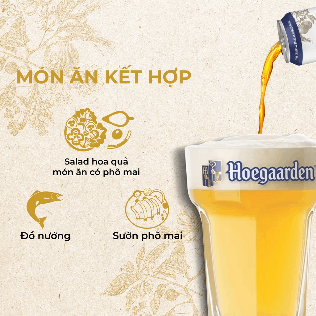 Bia Bỉ Hoegaarden Original lúa mì chính hiệu thùng 12 lon (500ml/lon)