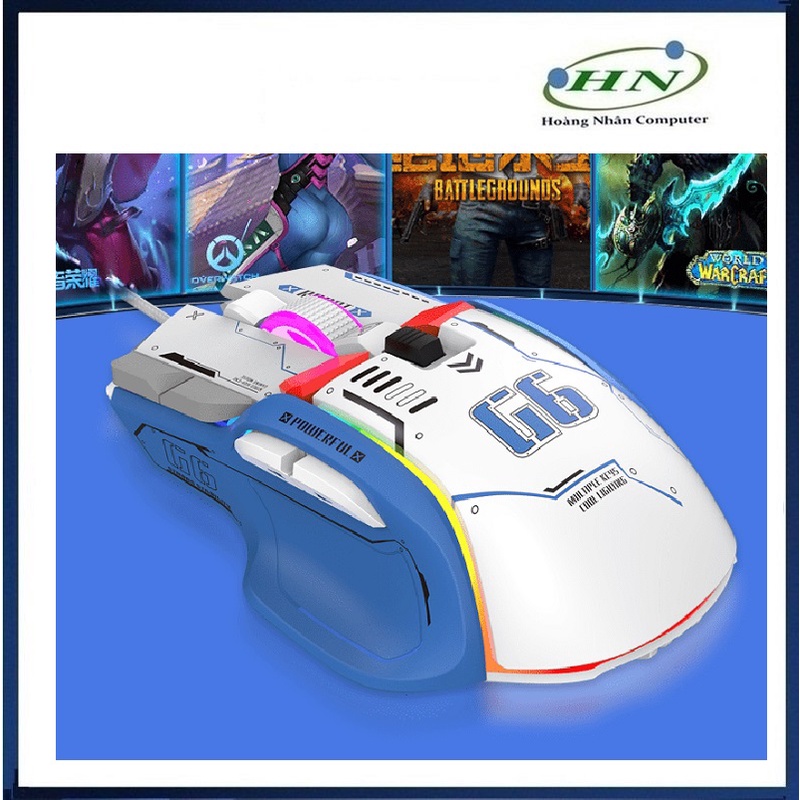 Chuột cơ chơi game G6S thiết kế robot cực ngầu với độ DPI lên đến 12800 kèm theo 13 chế độ đèn led RGB tùy chỉnh phù hợp