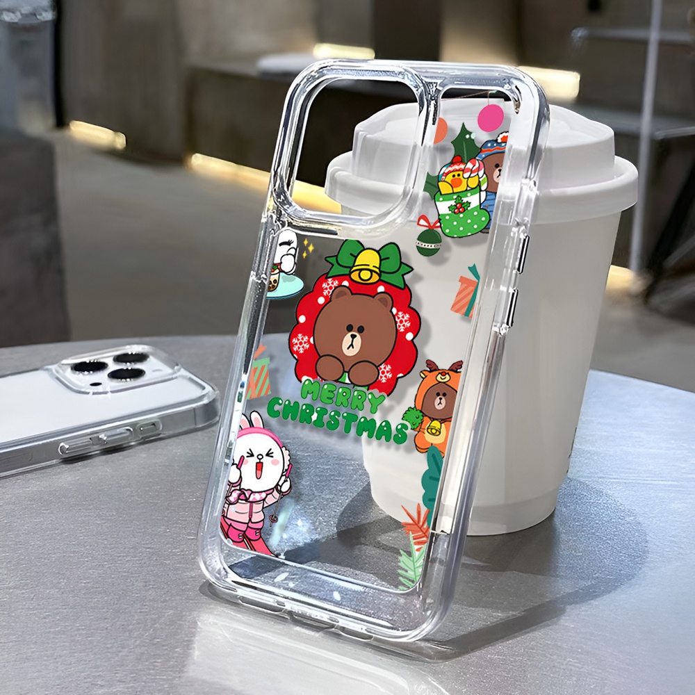 Ốp Điện Thoại Trong Suốt Hình Gấu Nâu Giáng Sinh Cho iphone 14promax 11 13 12 7Plus X XS Max