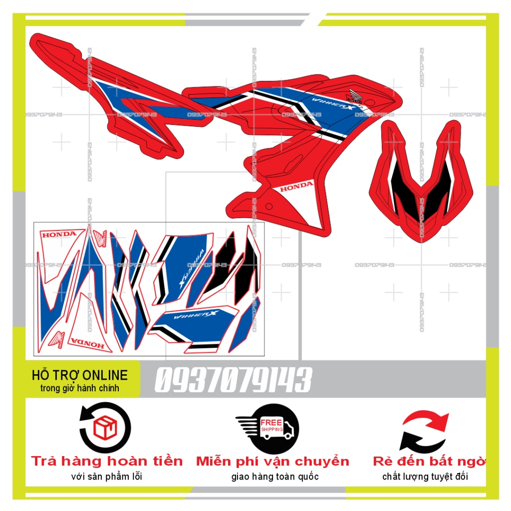 {SÀI GÒN-FREE SHIP] TEM RỜI WINNER X HRC DÁN XE ĐỎ