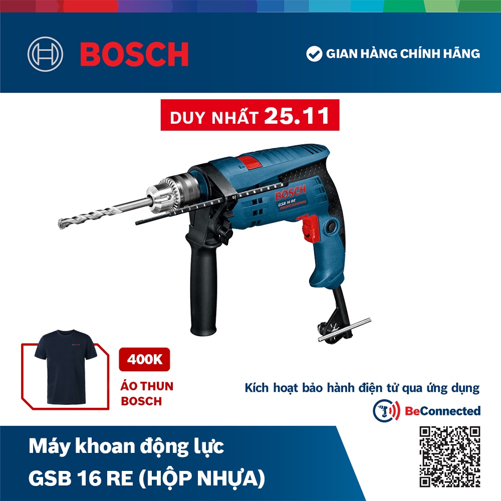 Máy khoan động lực Bosch GSB 16 RE (Hộp nhựa)
