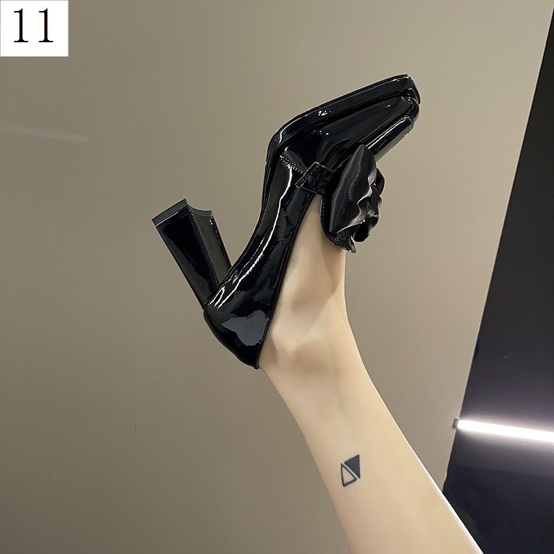 Giày Cao Gót Da Thật Mũi Vuông Thắt Nút Chống Thấm Nước Thời Trang Xuân Thu 2022 Cho Nữ