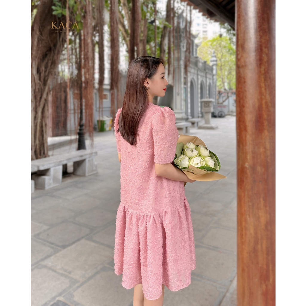 Váy thiết kế Maris Dress váy tay lỡ, có cúc váy hồng rose vải xù - KACA