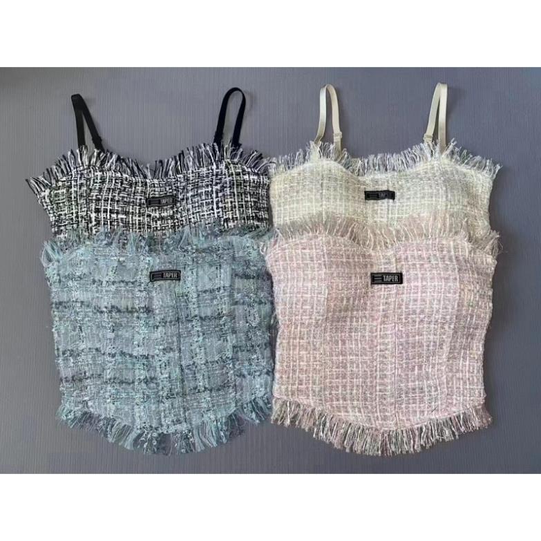 Áo Bra Nữ 2 Dây Dạ Viền HOT Tua Dáng Lửng Có Đệm Ngực Trend Mới 2238