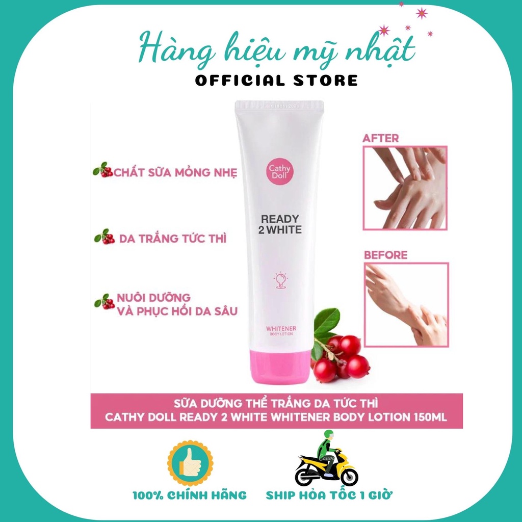 Kem Dưỡng Trắng Da Và Make Up Body Ready 2 White CATHY DOLL , Thái Lan Chính Hãng 150ml
