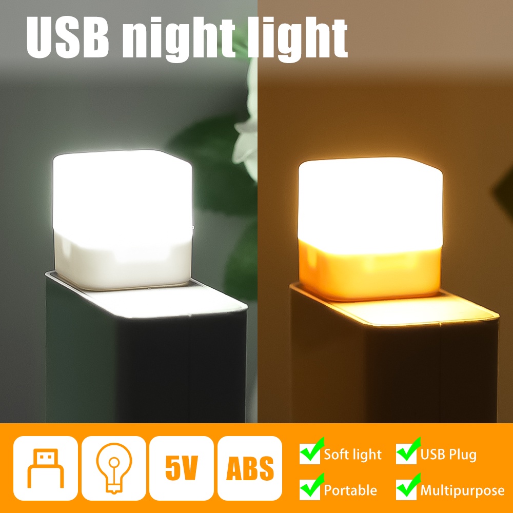 Đèn LED Vuông Mini 5V Cổng USB Tiết Kiệm Năng Lượng Trang Trí Phòng Ngủ Cho Bé Gái