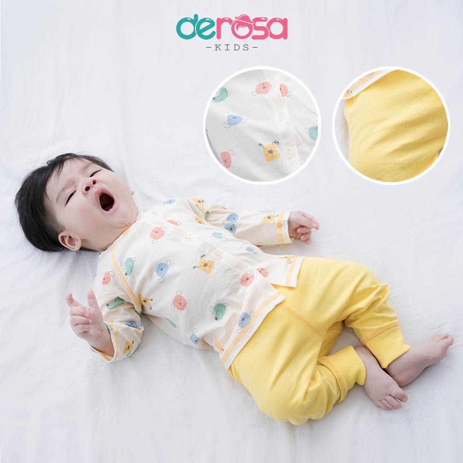 Bộ quần áo sơ sinh dài tay cho bé trai và bé gái DEROSA KISD chất liệu cotton 0 - 9 tháng TS 6870-667B