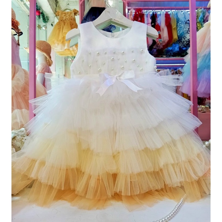 Váy công chúa cầu vòng nhiều tầng cho bé gái 8-30kg