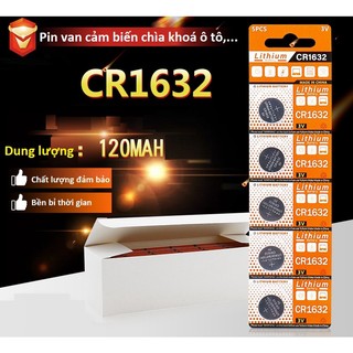 Pin cúc áo CR1632 cho cảm biến áp suất lốp chìa khóa ô tô... 3V LITHIUM loại 1 bao bì vỉ giấy