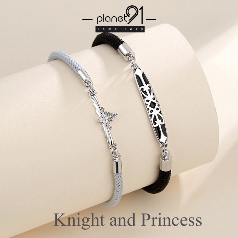 Vòng Tay Dây Thừng Đính Đá Zircon Mạ Bạc S925 Làm Quà Tặng Ý Tưởng Cho Cặp