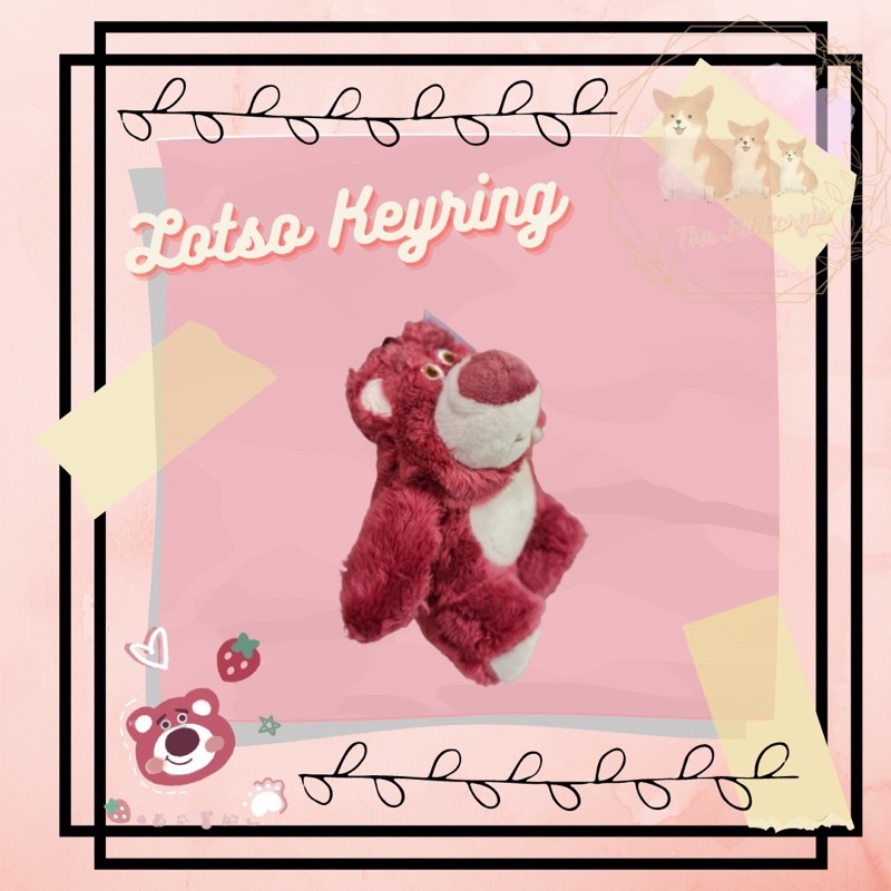 Móc khoá gấu bông Disney Toy Story gấu dâu Lotso có mùi thơm 8-10cm