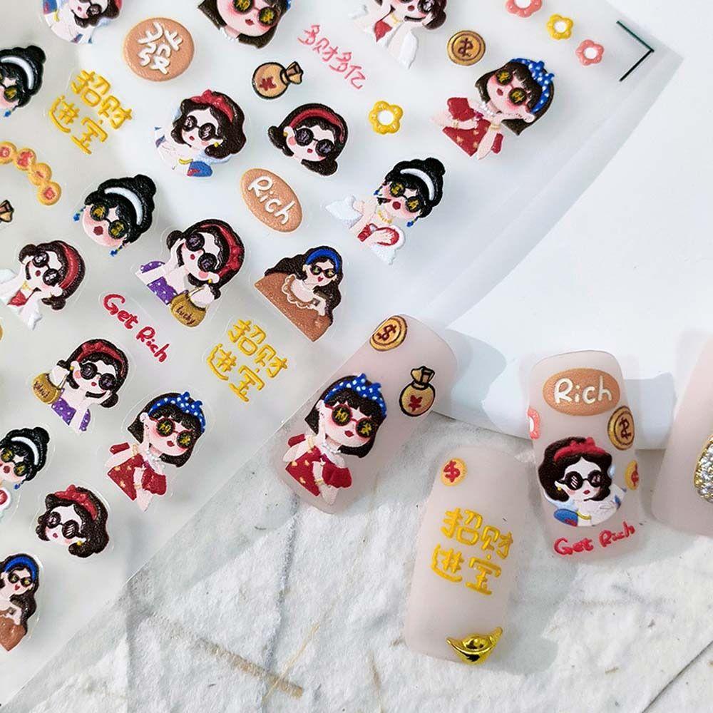 Miếng Dán Trang Trí Móng Tay Hình Động Vật Hoạt Hình Dễ Thương