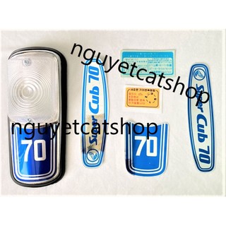 Bộ tem + nạ xe Cub 78/70 xanh