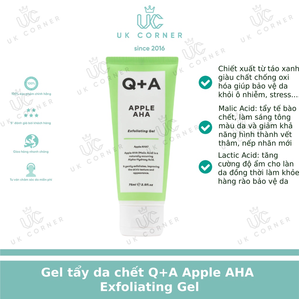 Gel tẩy tế bào chết Q+A Apple AHA Exfoliating Gel 75ml