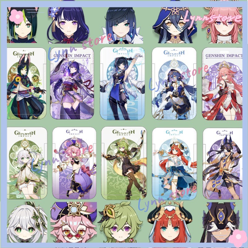 Nắp thẻ hoạt hình GENSHIN IMPACT Mặt dây chuyền có yếu tố Mặt dây chuyền dễ thương Nilou Layla Yelan Cyno Dori Collei Nahida Tighnar Key Lanyard ID Thẻ ABS Giá đỡ thẻ chống thất lạc