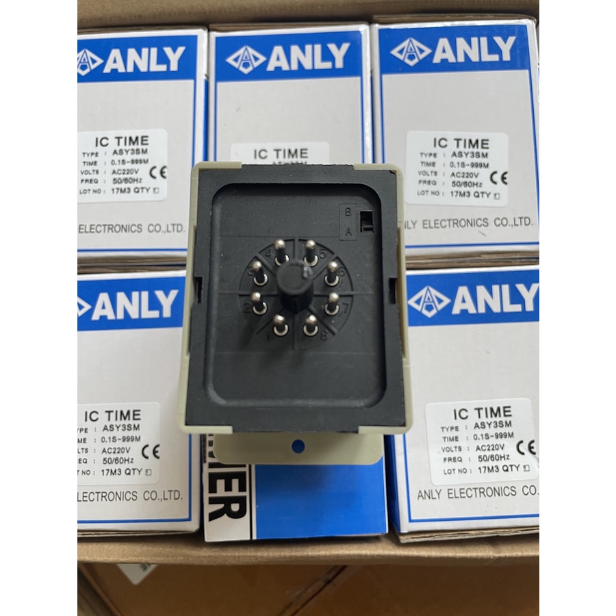 Rơle thời gian ANLY ASY-3SM, ASY3SM / 0,1s-999m kèm đế
