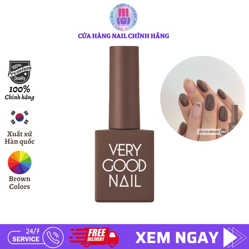 Sơn móng tay gel tông màu Nâu dòng sơn gel cao cấp Hàn quốc Very good nail chính hãng 10ml [ 1 màu ]