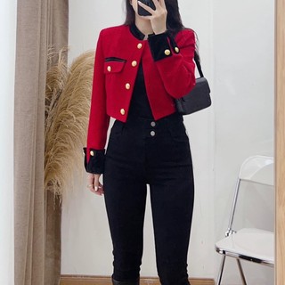 Áo dạ 2lớp crotop pha tay cổ tàu