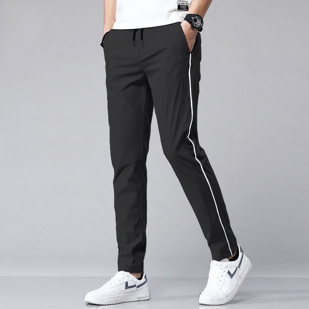 Quần Dài Thể Thao Nam Ống Suông Vải Gió Cao Cấp Hàng Vnxk Co Giãn Tốt Không Nhăn Chống Bụi - D320