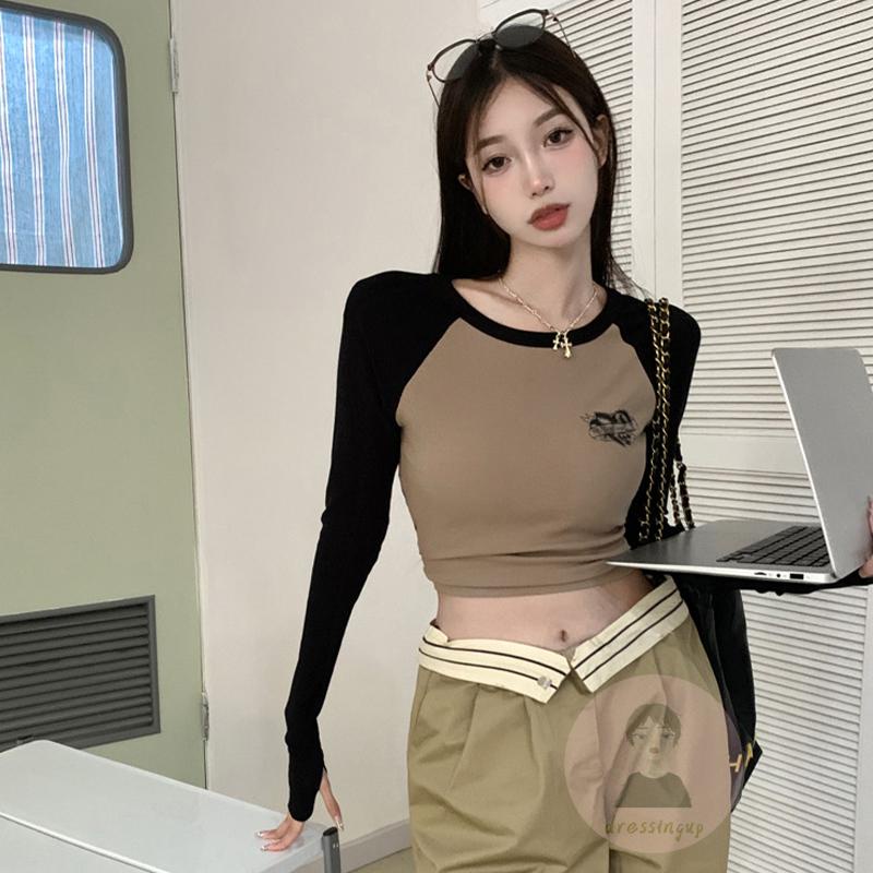 Áo Thun Dài Tay Cổ Tròn In Họa Tiết Retro Thời Trang Dành Cho Nữ