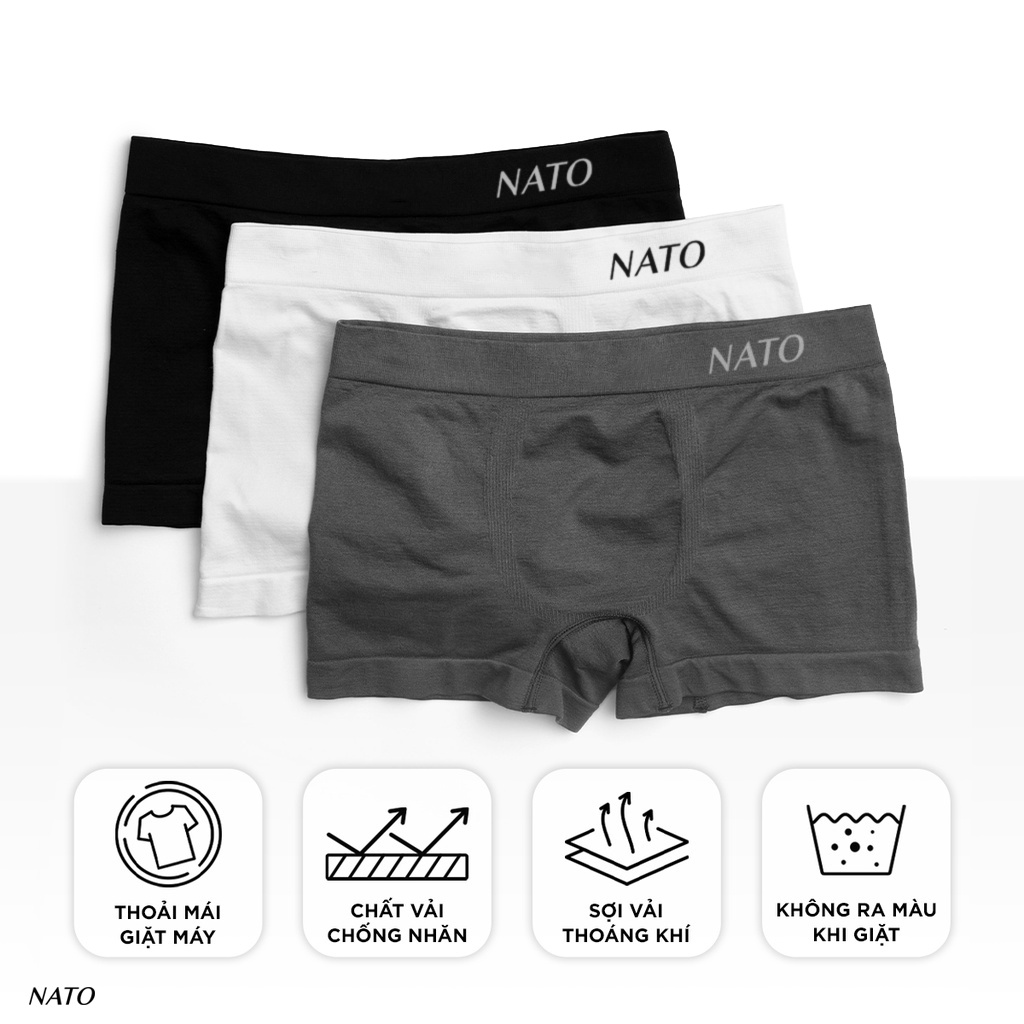 Quần Lót AMIDE Nam Vải Cotton 100% Thun Lạnh Đơn Giản Cao Cấp Màu Đen Xám Trơn Boxer Sịp Đùi Trắng Xì Lip Sì NATO