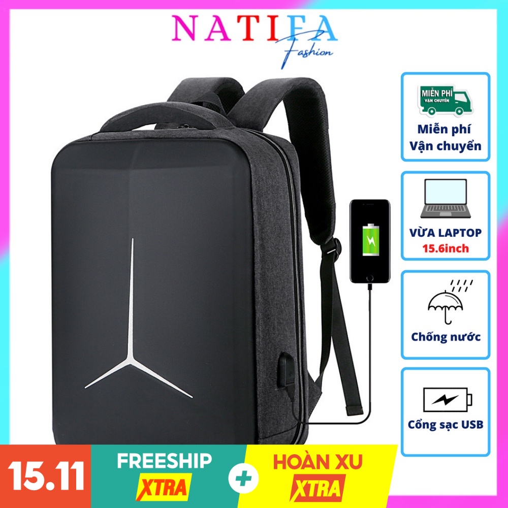 Balo thời trang nam nữ đẹp đi học đi du lịch đựng Laptop tích hợp sạc USB - BLMEC NATIFA
