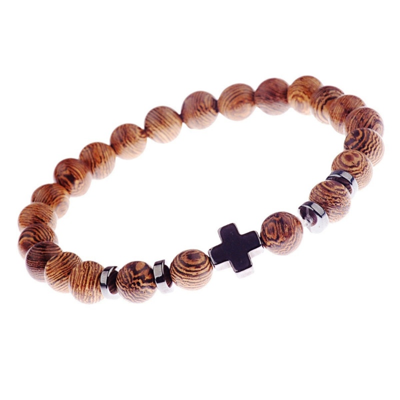 Vòng Tay Chuỗi Hạt Co Giãn Xâu Mặt Thánh Giá Handmade Thời Trang Cho Nam Và Nữ