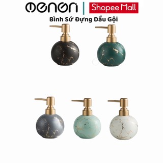 Bình sứ đựng sữa tắm dầu gội beecook bằng gốm sứ họa tiết vân cẩm thạch 300ml