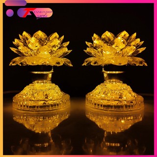 Đèn thờ Hoa Sen 2 Tầng LED sáng màu đèn vàng gold, Đèn bàn thờ Phật ,Tổ Tiên chưng bàn thờ đẹp
