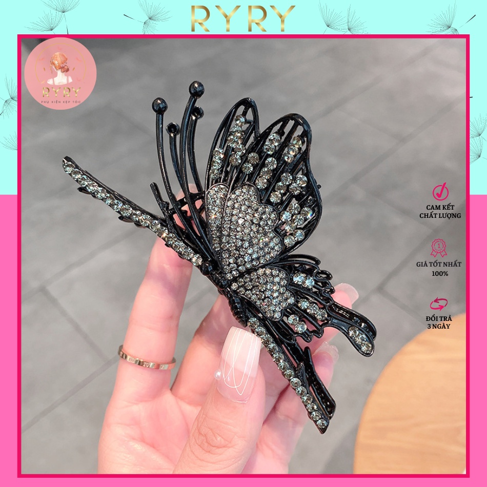 Kẹp Tóc Hình Bướm Đính Đá Bằng Kim Loại Xinh Xắn- Hottrend