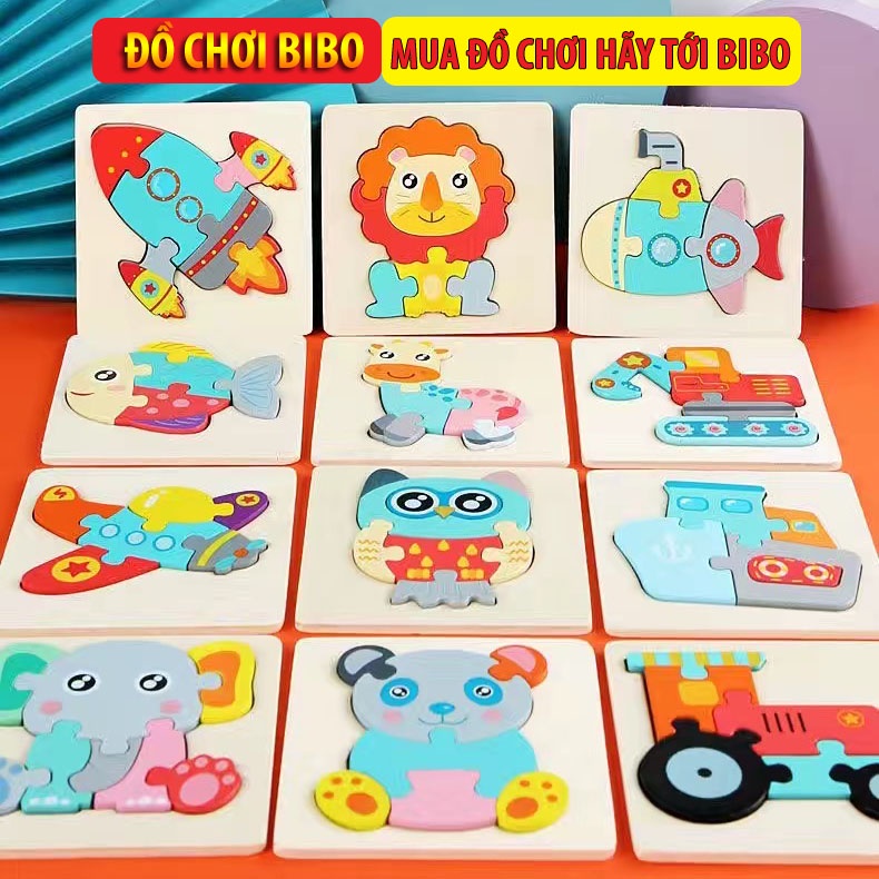 Tranh ghép hình 3D gỗ nổi nhiều mẫu cho bé vừa học vừa chơi - Đồ chơi bibo