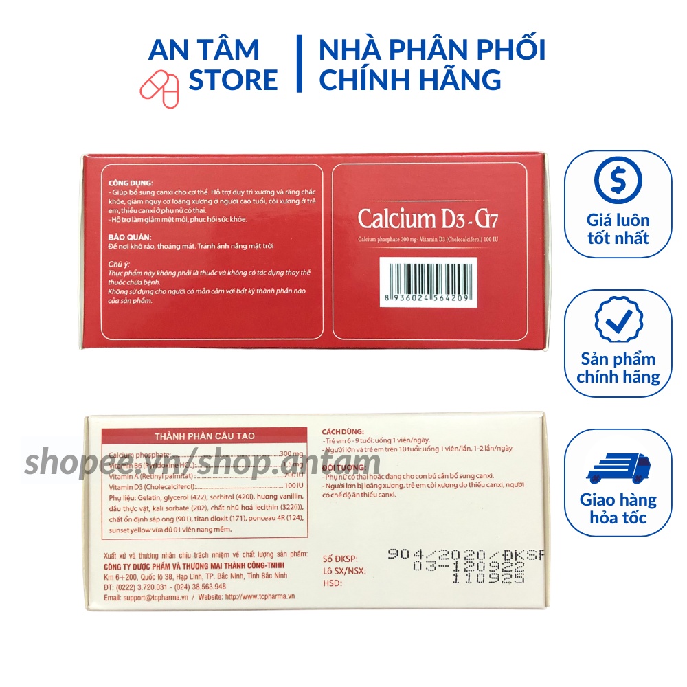 Viên uống Calcium D3 G7 bổ sung canxi, sắt, kẽm, magie cho mẹ bầu, cung cấp vitamin cho cơ thể