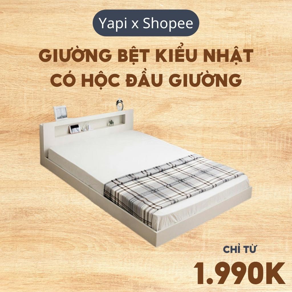 Giường Ngủ Tatami Cao 12cm Có Hộc Đầu Giường Gỗ MDF Nhập Khẩu Tự Lắp Tại Nhà Dễ Dàng GHC-9224