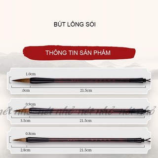 Bộ 3 Bút Lông Bạch Vân , Cọ Vẽ Thư Pháp