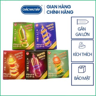 Bao cao su Super Gold gân gai siêu kích thích - [Hộp 2 cái]