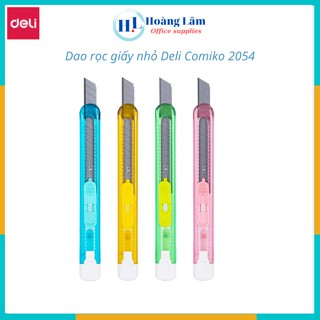 Dao dọc giấy nhỏ Deli dao dọc giấy thiết kế vỏ nhựa pastel trong suốt xinh xắn 2054 màu ngẫu nhiên