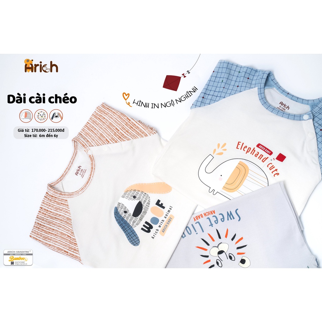 Bộ dài tay cài chéo phối hình vải sợi tre cao cấp Arich