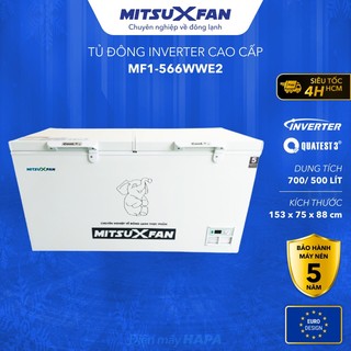 Tủ đông cao cấp mitsuxfan mf1-6566wwei 650 lít, 1 ngăn, tủ cấp đông inverter tiết kiệm điện, hàng chính hãng